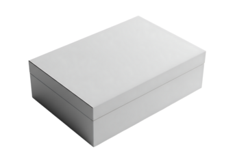 White Rectangular Box with Thin Silver Trim on Black container storage