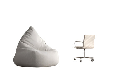 Title: Cozy Bean Bag Chair with Desk and sofa Displayed on  White Background