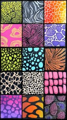 Abstract Organic Pattern Swatch Grid With Bold Textures