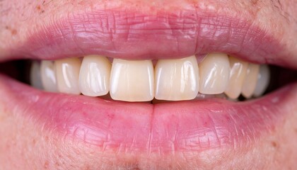 Smiling adult mouth with healthy teeth.