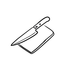 Hand Drawn Knife and Cutting Board Doodle
