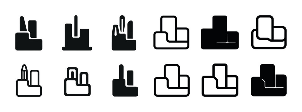 Minimalist hand gesture icons set in black and white