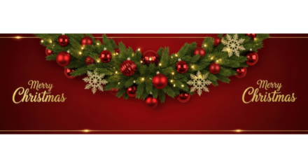 Decorated Merry Christmas Background red banner design template