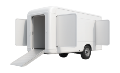 Mobile gynecology unit featuring privacy screens and a side entry ramp.