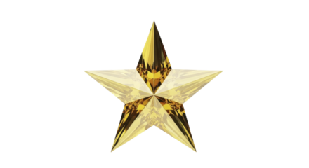 Golden Christmas star ornament with faceted texture on a transparent background PNG image PNG file