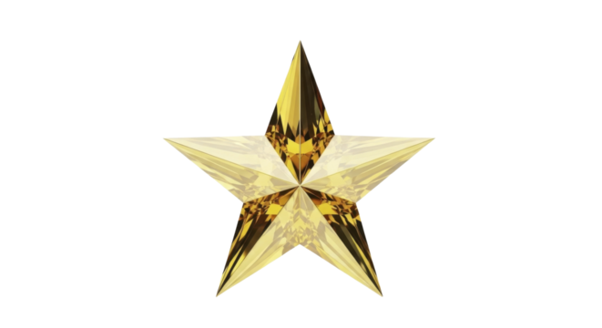  Golden Christmas star ornament with faceted texture on a transparent background PNG image PNG file