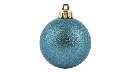 Teal Blue Glitter Christmas Ornament Bauble on a Transparent Background PNG Image