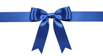 Blue satin ribbon bow on a transparent background PNG image for gifts and celebration PNG file