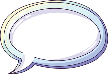 Oval speech bubble outline in white and blue with a dark purple outline