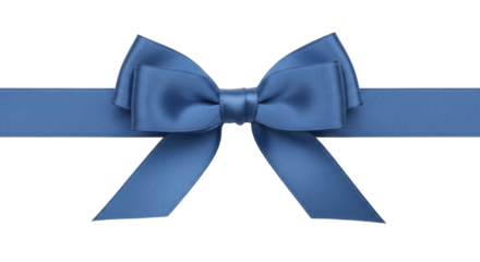  Blue satin ribbon bow tied on a transparent background, a PNG image, a PNG file, ideal for Christmas gifts.