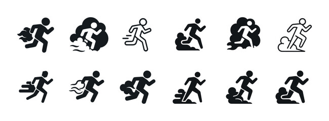 Running icons: dynamic silhouettes and motion effects