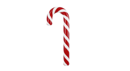 Red and White Striped Candy Cane on a Transparent Background PNG Image PNG File