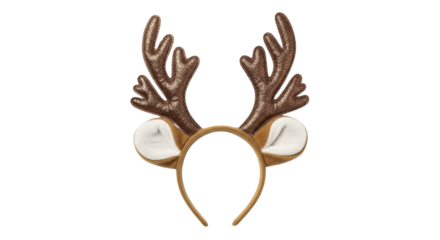 Glittery Reindeer Antlers Headband for Christmas Celebration on a transparent background PNG image PNG file