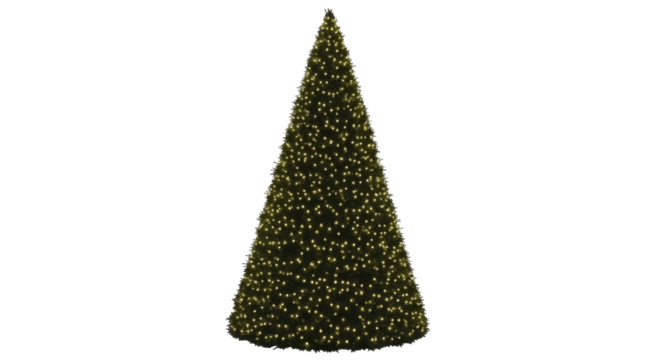 Christmas Tree with Warm Lights Isolated on a Transparent Background PNG Image
