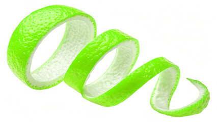 Lemon Peel Spiral Isolated on Transparent Background