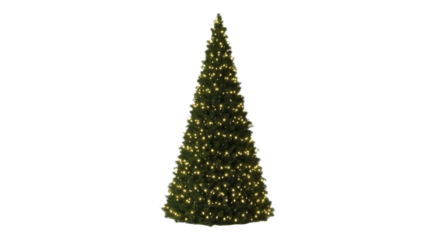 Christmas Tree with Glowing Lights on a Transparent Background PNG Image