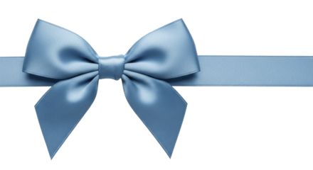  Pale blue satin ribbon bow for gift wrapping on a transparent background, PNG image, PNG file