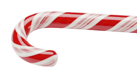 A single red and white striped candy cane hook on a transparent background, PNG image