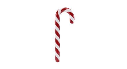 Classic red and white striped candy cane on a transparent background PNG image file