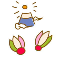 元旦の朝日と羽根２つ