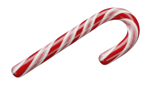 Traditional red and white striped candy cane sweet holiday treat on a transparent background PNG image PNG file
