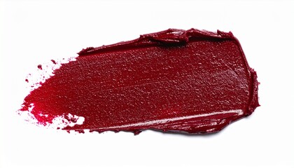 Lipstick smear with red color isolated on white.