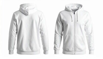 White hoodie front and back view.