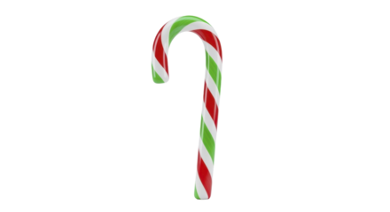  Classic red and green striped Christmas candy cane on a transparent background PNG image PNG file