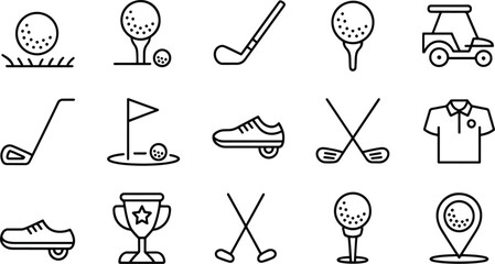 Golf icons and symbols set for game