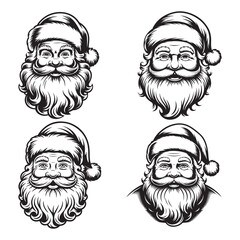Vintage Engraved Santa Claus Portraits Collection