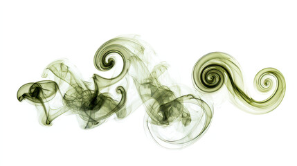 Whimsical Smoke Curls Forming Artistic Spiral Shapes on Transparent Background