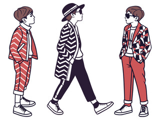 Stylish Teen Boys Walking &ndash; Casual Urban Fashion Vector Illustration