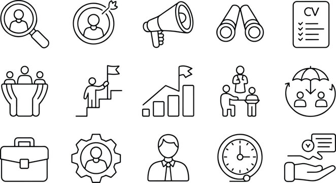 Human Resources and Business Vector Icon Set