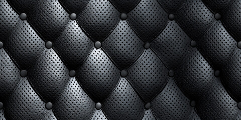Obraz premium Elegant seamless black leather pattern with stitching and buttons