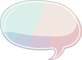 Ovalshaped doubleoutlined speech bubble divided into three distinct pastel color segments