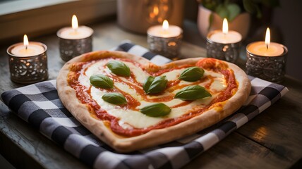 Romantic Heart Shaped Pizza Perfect for a Special Occasion or Valentine's Day Dinner with Loved Ones Creating a Memorable Dining Experience at Home