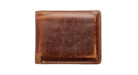 Distressed Brown Leather Wallet Isolated On Black