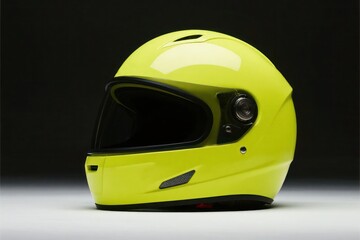 Fototapeta premium Bright Yellow Full Face Motorcycle Helmet for Safety and Style