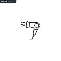Hair dryer, linear style sign for mobile concept and web design