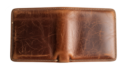 Worn Brown Leather Wallet On Black Background
