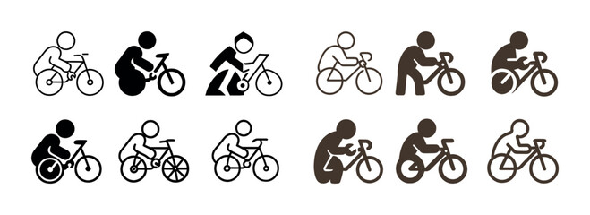 Collection of cycling icons featuring diverse styles and designs