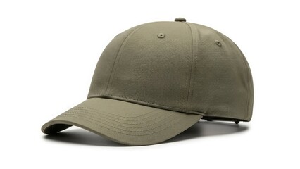Fototapeta premium A close-up studio shot of a green baseball cap, isolated.