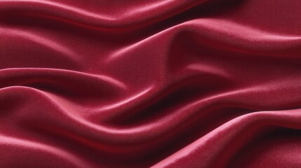 Obraz premium Luxurious Deep Red Satin Fabric with Soft Waves and Smooth Texture Ideal for Elegant Drapery, Fashion, and Textile Backgrounds