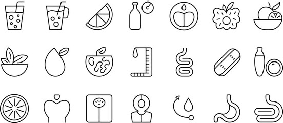 Healthy lifestyle line icons collection vector design