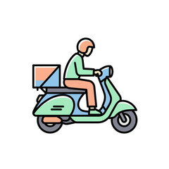 Delivery Scooter with Rider and Package for Fast Service.