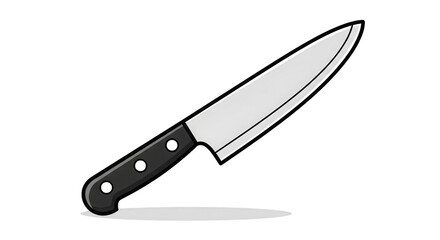 Cartoon Chef Knife Vector Illustration On Black Background