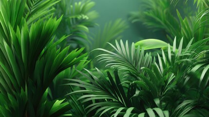 Fototapeta premium Lush Green Tropical Plant Background with Vibrant Leaves and Soft Focus for Nature, Jungle, and Garden Environments