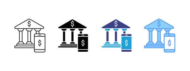 Fototapeta premium Mobile Banking icon set multiple style collection