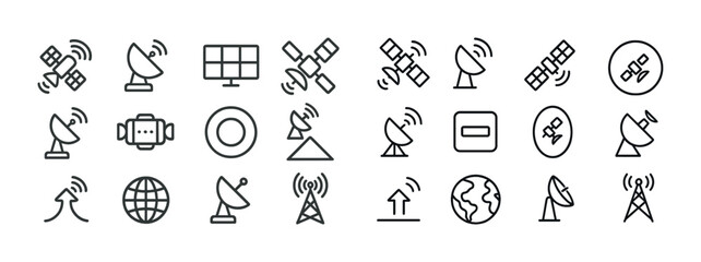 Fototapeta na wymiar Satellite and communication icon set featuring antennas and earth symbols