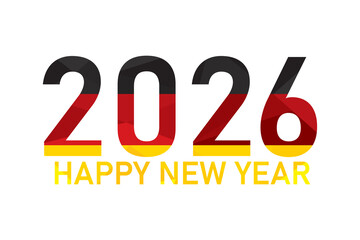 Happy new year 2026 greeting design with vibrant german flag colors